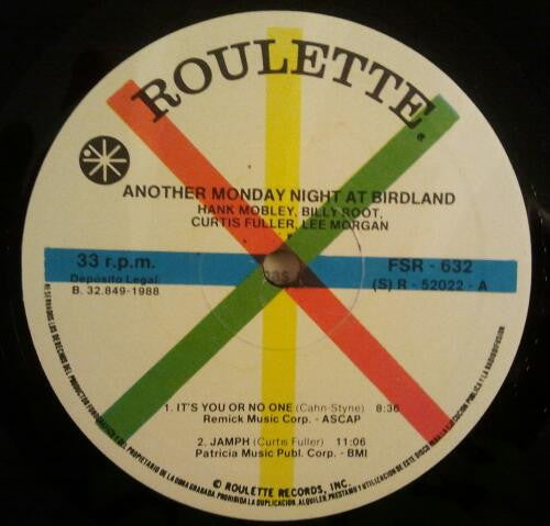 Hank Mobley, Billy Root, Curtis Fuller, Lee Morgan : Another Monday Night At Birdland (LP, Album, RE)