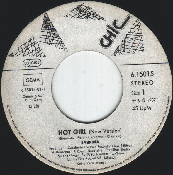 Sabrina : Hot Girl (New Version) (7", Single)
