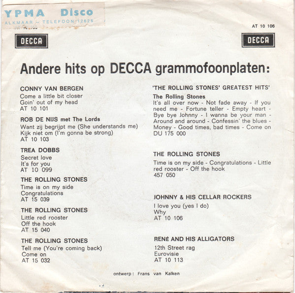 Johnny And His Cellar Rockers : I Love You (Yes I Do) / Why (7", Mono)