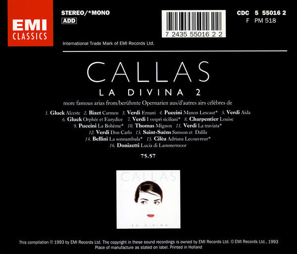 Maria Callas : La Divina 2 (CD, Comp, Mono, RM)