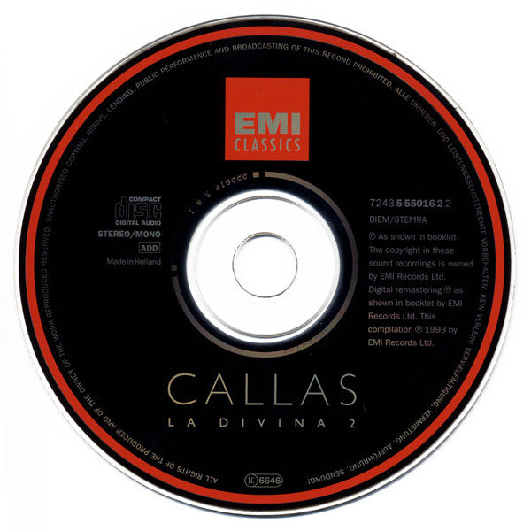 Maria Callas : La Divina 2 (CD, Comp, Mono, RM)