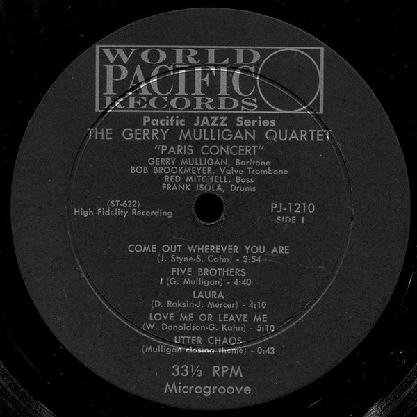 Gerry Mulligan Quartet : Paris Concert (LP, Album, Mono, RE)