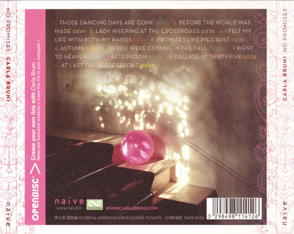 Carla Bruni : No Promises (CD, Album, Enh, Dig)