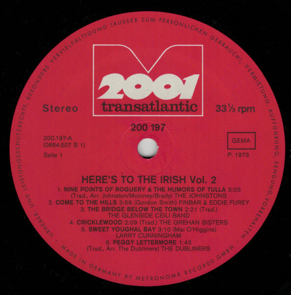 Various : Here's To The Irish (Vol 2) (LP, Comp, Smplr)