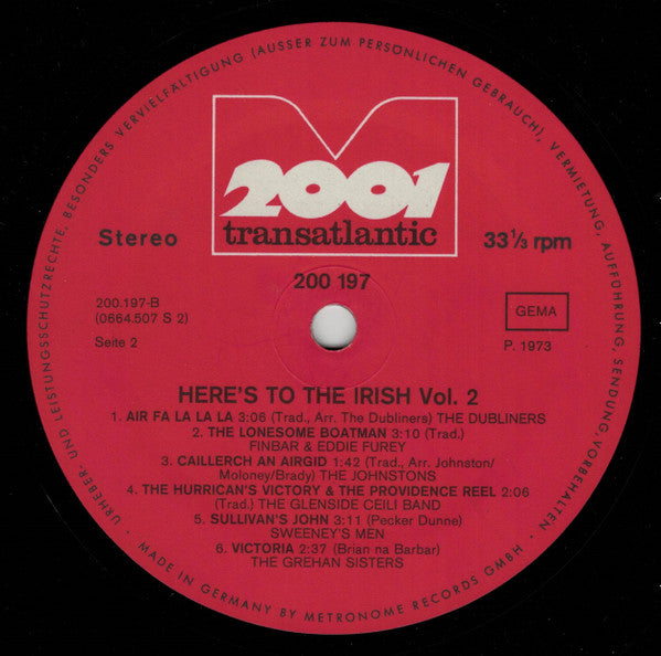 Various : Here's To The Irish (Vol 2) (LP, Comp, Smplr)