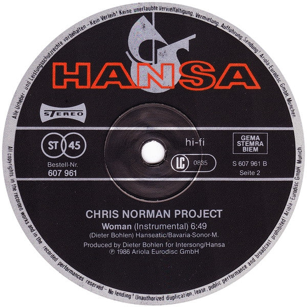 Chris Norman : Midnight Lady (Long Version) (12", Maxi)