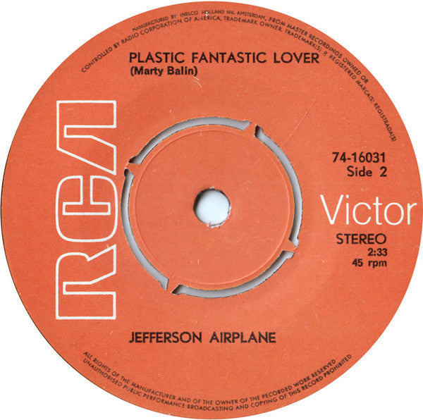 Jefferson Airplane : She Has Funny Cars / Plastic Fantastic Lover (7", Single)