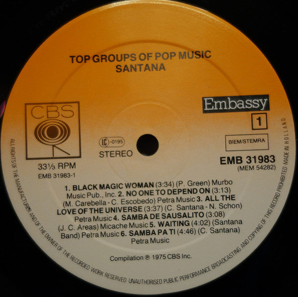 Santana : Top Groups Of Pop Music (LP, Comp, RE)