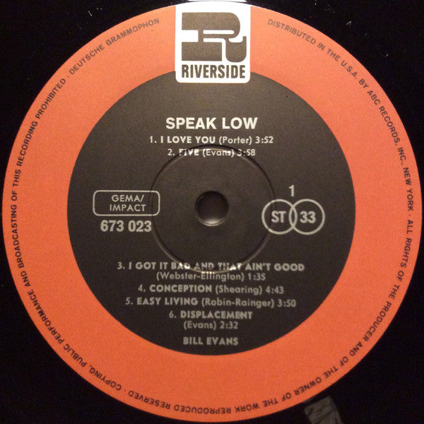 Bill Evans : Speak Low (LP, Album, RE)