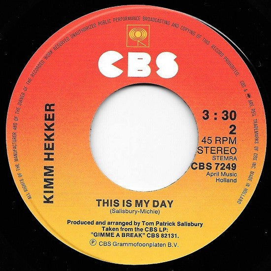 Kimm Hekker : Game Of Chance (7", Single)