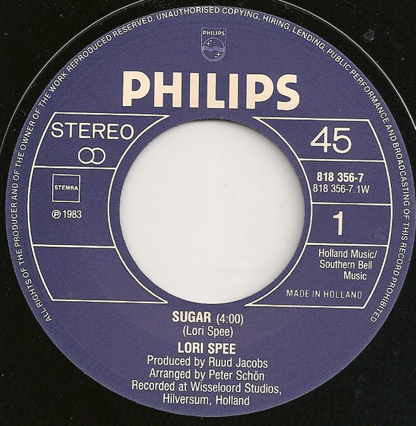 Lori Spee : Sugar (7", Single)