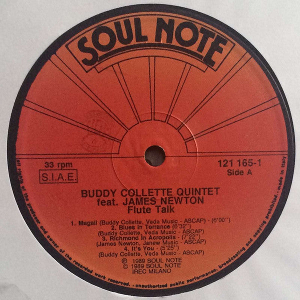 Buddy Collette Quintet Feat. James Newton (2) : Flute Talk (LP)