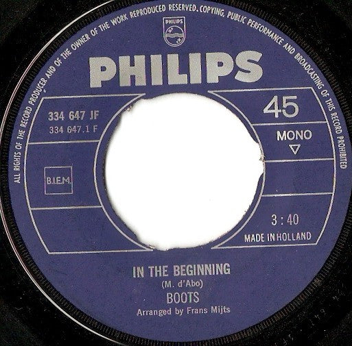 The Boots : In The Beginning / No Part Of It (7", Single, Mono, Blu)