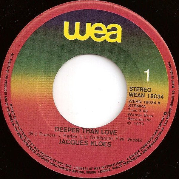 Jacques Kloes : Deeper Than Love / It's Been A Long Time (7", Single)