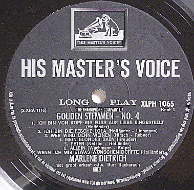 Marlene Dietrich : Gouden Stemmen  No. 4 (LP, Album, RE)