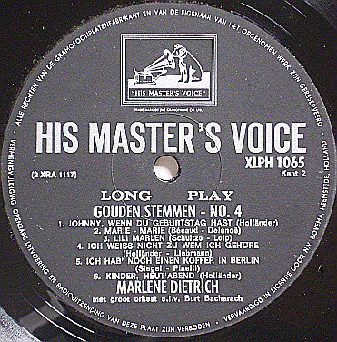 Marlene Dietrich : Gouden Stemmen  No. 4 (LP, Album, RE)