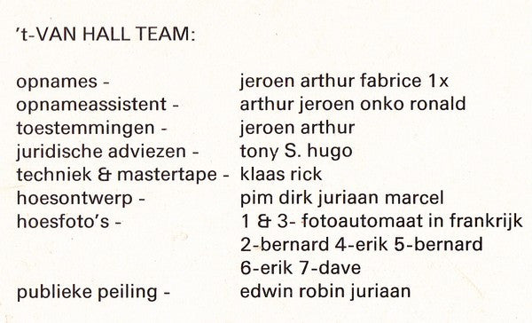 Van Hall : The Van Hall Tapes (LP)