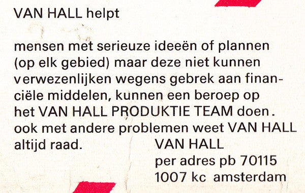 Van Hall : The Van Hall Tapes (LP)