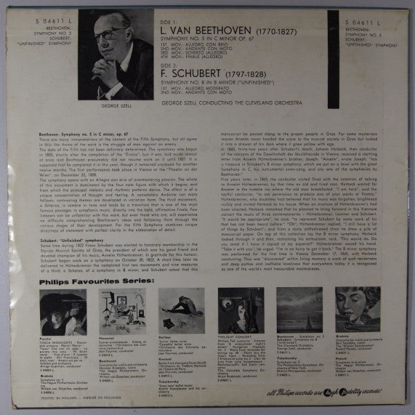 Ludwig van Beethoven, Franz Schubert, The Cleveland Orchestra, George Szell : Symphony No.5 In C Minor Op.67 / Symphony No. 8 In B Minor (LP, Album)