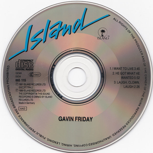 Gavin Friday : I Want To Live (CD, Single)