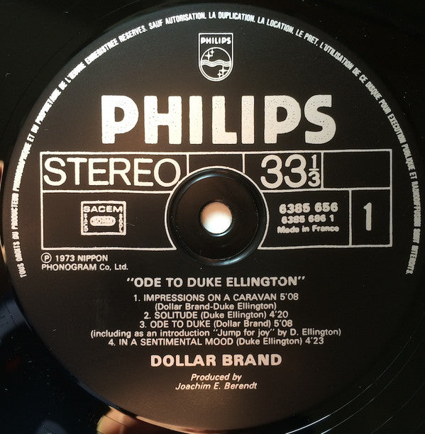 Dollar Brand : Ode To Duke Ellington (LP, Album)
