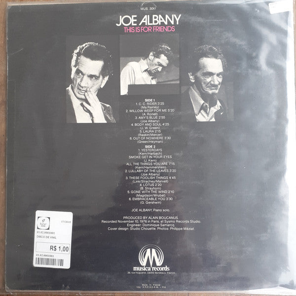 Joe Albany : This Is For Friends (LP, Album)