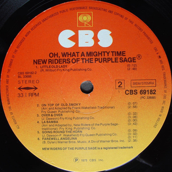 New Riders Of The Purple Sage : Oh, What A Mighty Time (LP, Album)