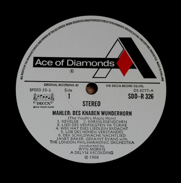 Gustav Mahler - Janet Baker, Geraint Evans, London Philharmonic Orchestra Conducted By Wyn Morris : Des Knaben Wunderhorn (LP, RE)