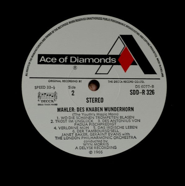 Gustav Mahler - Janet Baker, Geraint Evans, London Philharmonic Orchestra Conducted By Wyn Morris : Des Knaben Wunderhorn (LP, RE)