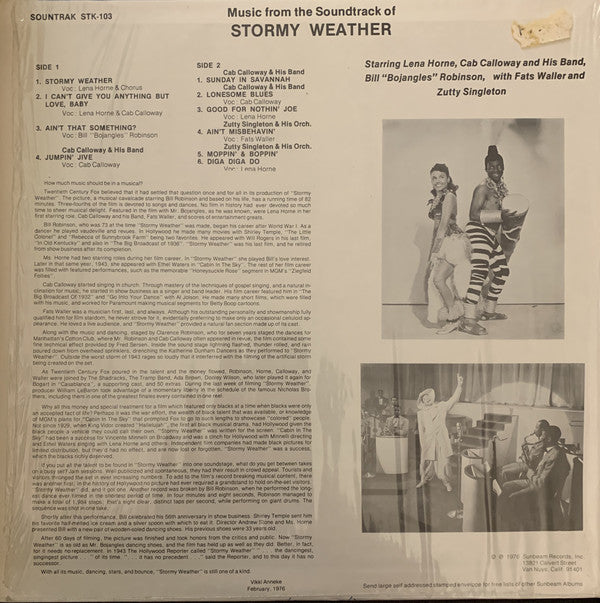 Lena Horne, Cab Calloway, Bill "Bojangles" Robinson And Fats Waller : Stormy Weather (LP, Mono)