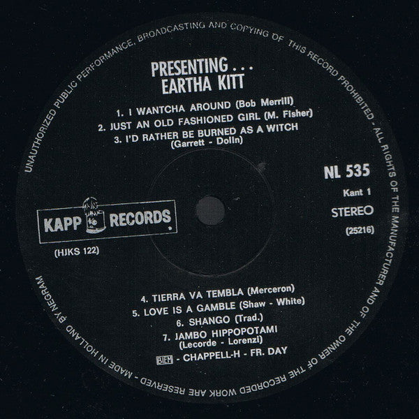 Eartha Kitt : Presenting Eartha Kitt (LP, Comp)