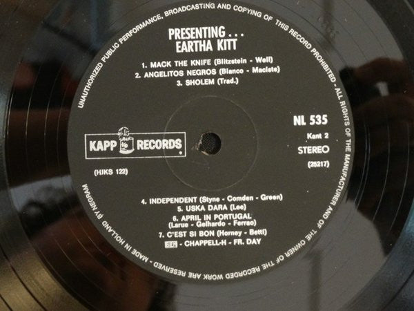 Eartha Kitt : Presenting Eartha Kitt (LP, Comp)