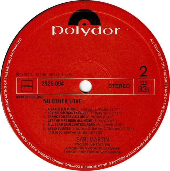 Sari Martin : No Other Love (LP)