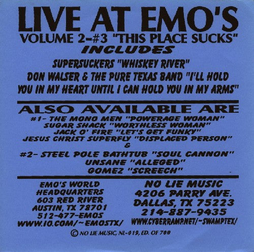 Various : Live At Emo's Volume 2-#3 This Place Sucks  (7")