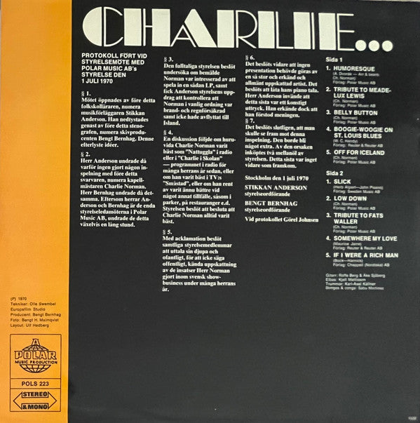 Charlie Norman : Charlie... (LP, Album)