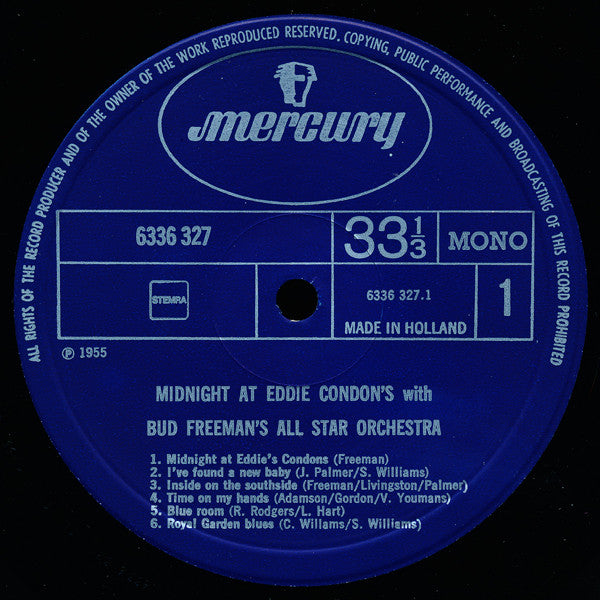 Bud Freeman's All Star Orchestra : Midnight At Eddie Condon's (LP, Mono, RE)