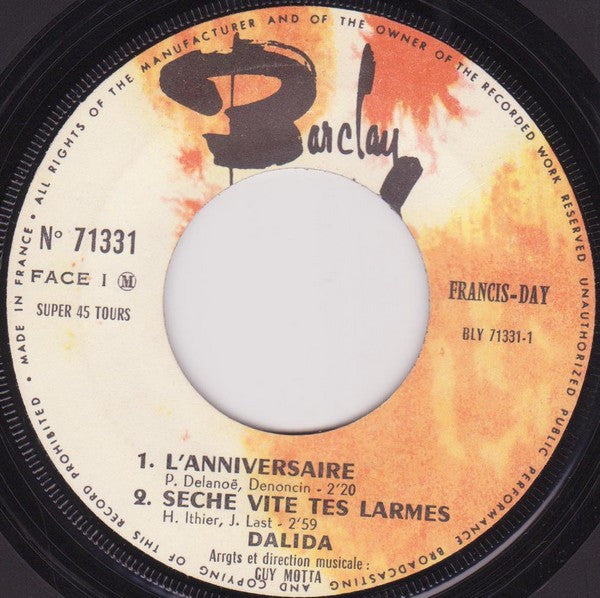 Dalida : L'anniversaire (7", EP)