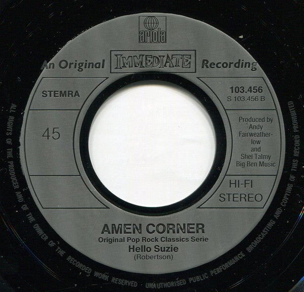 Amen Corner : (If Paradise Is) Half As Nice / Hello Suzie (7", Single, RE)