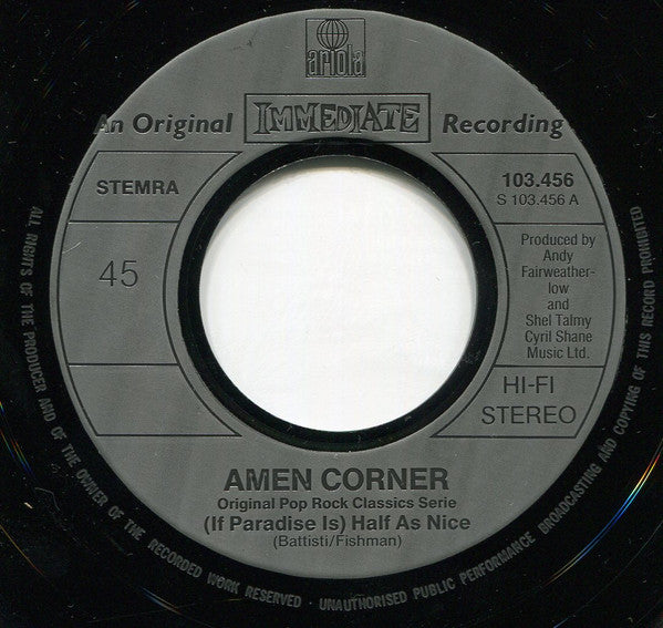 Amen Corner : (If Paradise Is) Half As Nice / Hello Suzie (7", Single, RE)