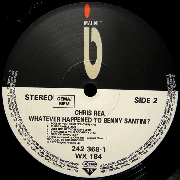 Chris Rea : Whatever Happened To Benny Santini? (LP, Album, RE)