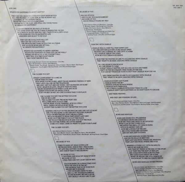 Chris Rea : Whatever Happened To Benny Santini? (LP, Album, RE)