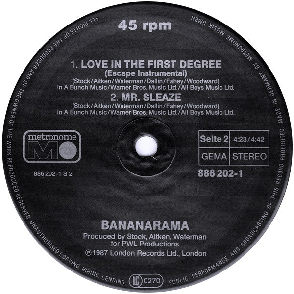 Bananarama : Love In The First Degree (12", Maxi)
