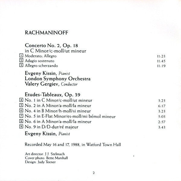 Yevgeny Kissin, Sergei Vasilyevich Rachmaninoff, London Symphony Orchestra, Valery Gergiev : Concerto No. 2 · 6 Etudes-Tableaux (CD, RE)