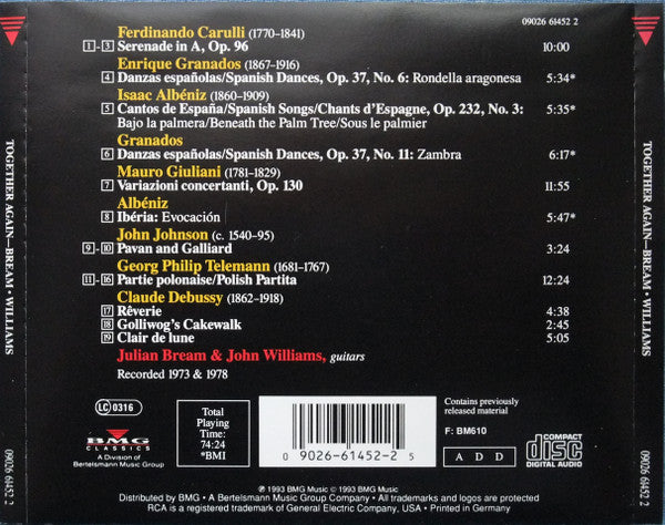 Julian Bream, John Williams (7) : Together Again (CD, Album)