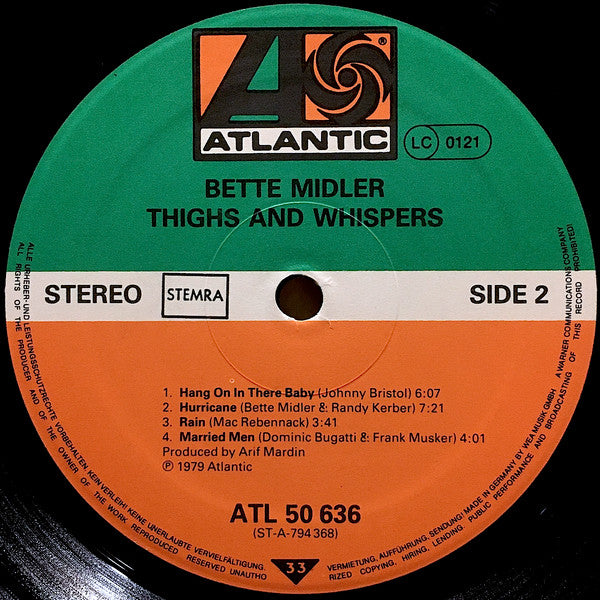 Bette Midler : Thighs And Whispers (LP, Album)
