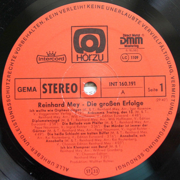 Reinhard Mey : Die Großen Erfolge (LP, Comp, Red)