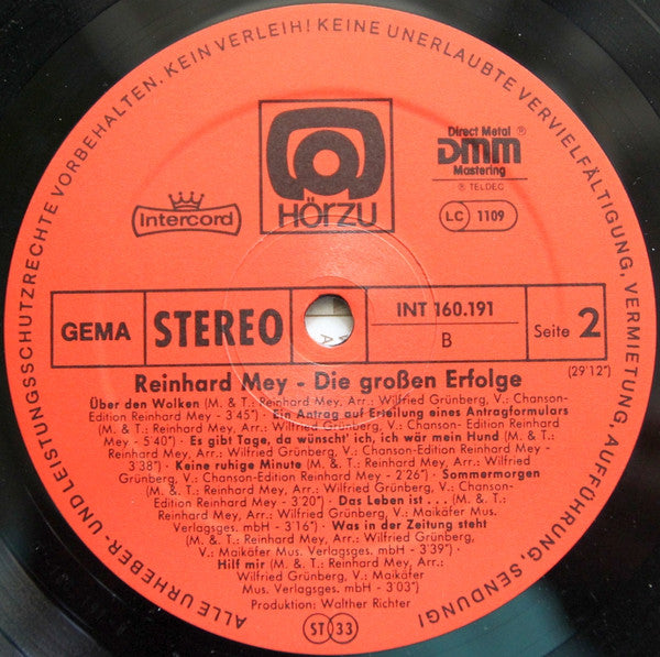 Reinhard Mey : Die Großen Erfolge (LP, Comp, Red)