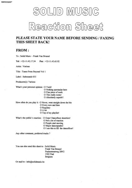 Various : Tunes From Beyond Vol. 1 (12")