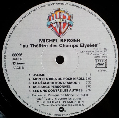 Michel Berger : Au Théâtre Des Champs-Élysées (2xLP, Album)