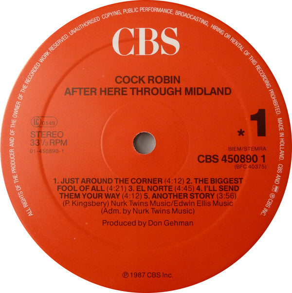 Cock Robin : After Here Through Midland (LP, Album)